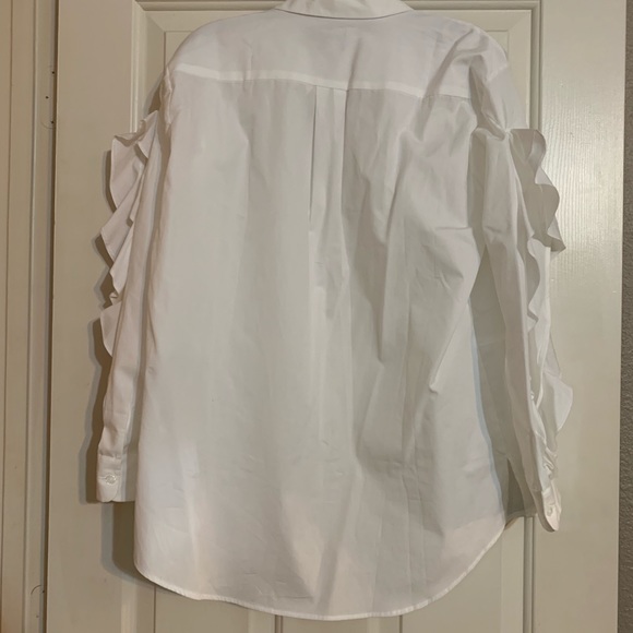 🚫SOLD🚫 NWT ASOS COTTON SHIRT OPEN RUFFLE SLEEVE - Picture 6 of 8